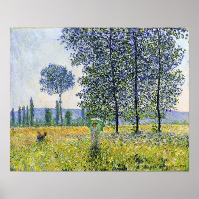 Monet - Sol ljuseffekt under popplar 1887 Poster (Framsidan)