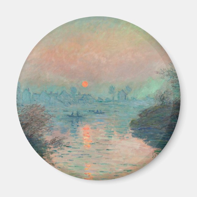 Monet Solnedgång fin konst impressionistisk målnin Magnet (Framsidan)