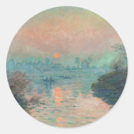 Monet Solnedgång på Seine Fin konst Impressionism Runt Klistermärke