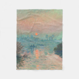 Monet Solnedgång på Seine Finkonst Impressionism Fleecefilt