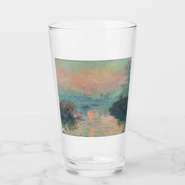 Monet Solnedgång på Seine Finkonst Impressionism  Glaskopp (Framsida)