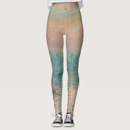 Monet Solnedgång på Seine Finkonst Impressionism Leggings