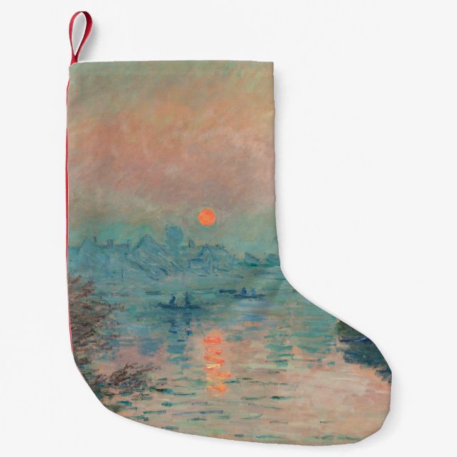 Monet Solnedgång på Seine Finkonst Impressionism  Liten Julstrumpa (Framsidan)