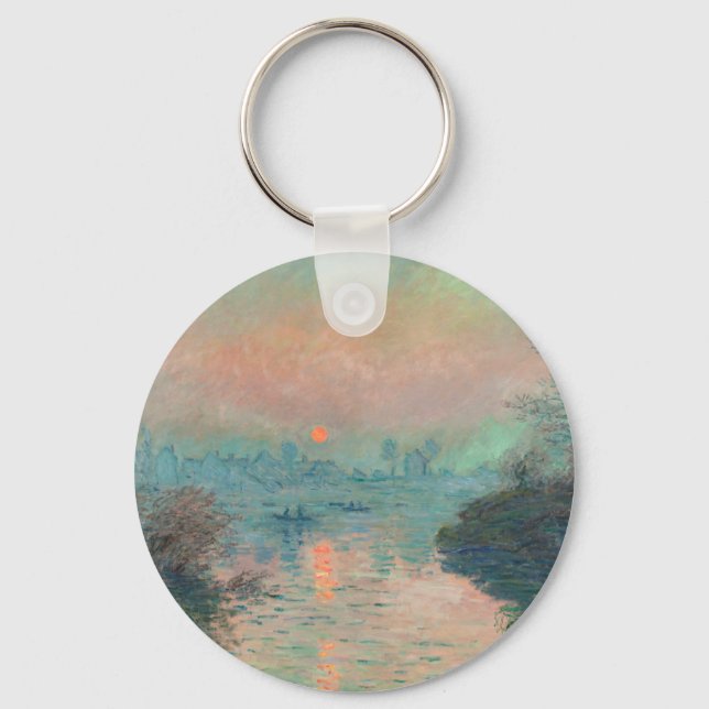 Monet Solnedgång på Seine Finkonst Impressionism  Nyckelring (Framsida)