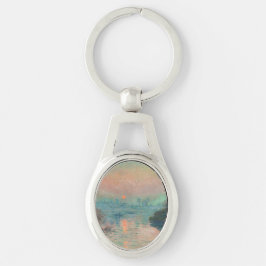 Monet Solnedgång på Seine Finkonst Impressionism Ovalt Silverfärgad Nyckelring
