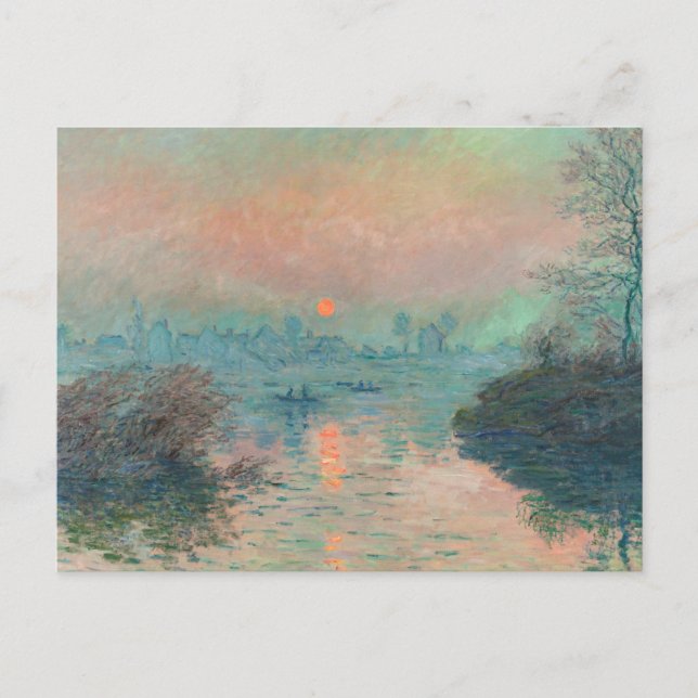 Monet Solnedgång på Seine Finkonst Impressionism  Vykort (Framsida)