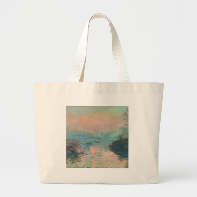 Monet Solnedgång Seine Finkonst Impressionism  Jumbo Tygkasse (Framsidan)