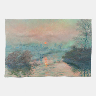 Monet Solnedgång Seine Finkonst Impressionism Kökshandduk