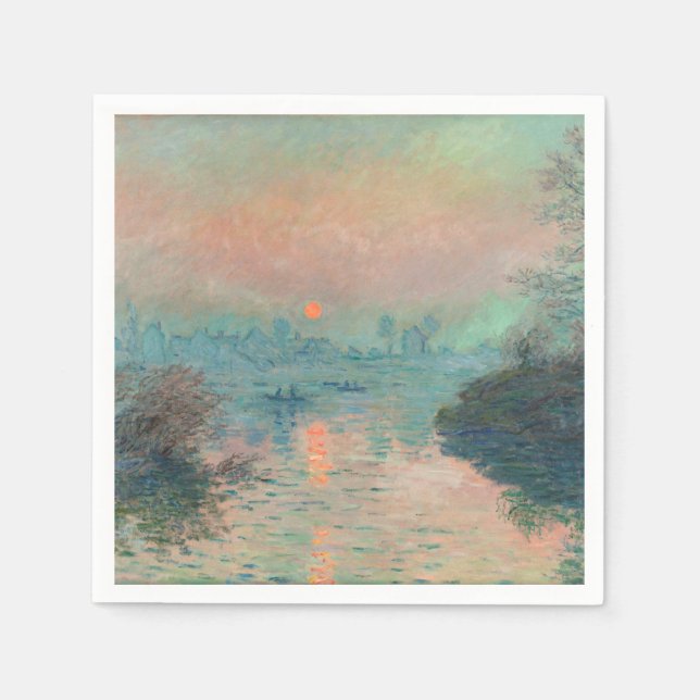 Monet Solnedgång Seine Finkonst Impressionism  Pappersservett (Framsidan)