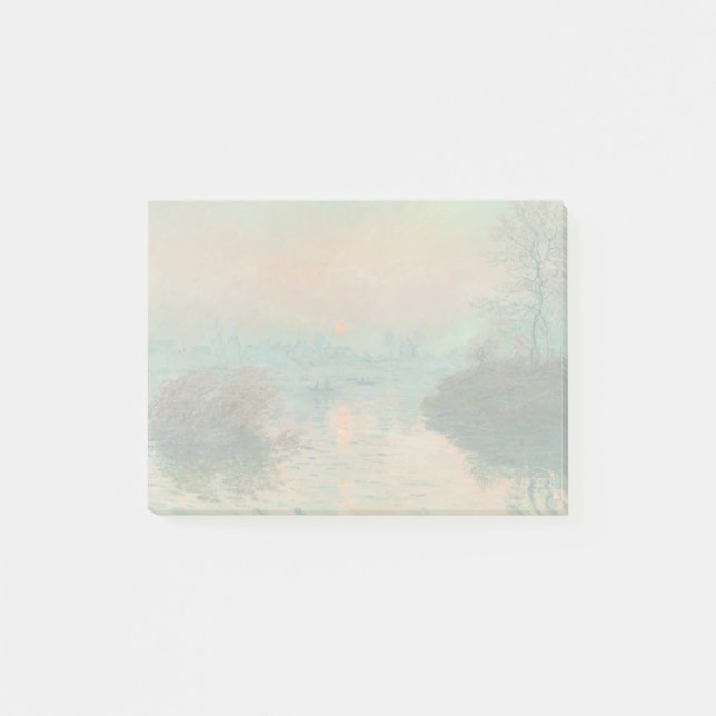 Monet Solnedgång Seine Finkonst Impressionism  Post-it Block (Framsida)