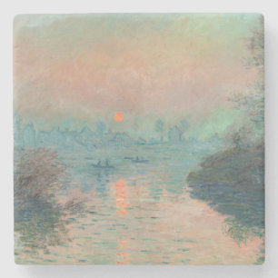 Monet Solnedgång Seine Finkonst Impressionism Stenunderlägg