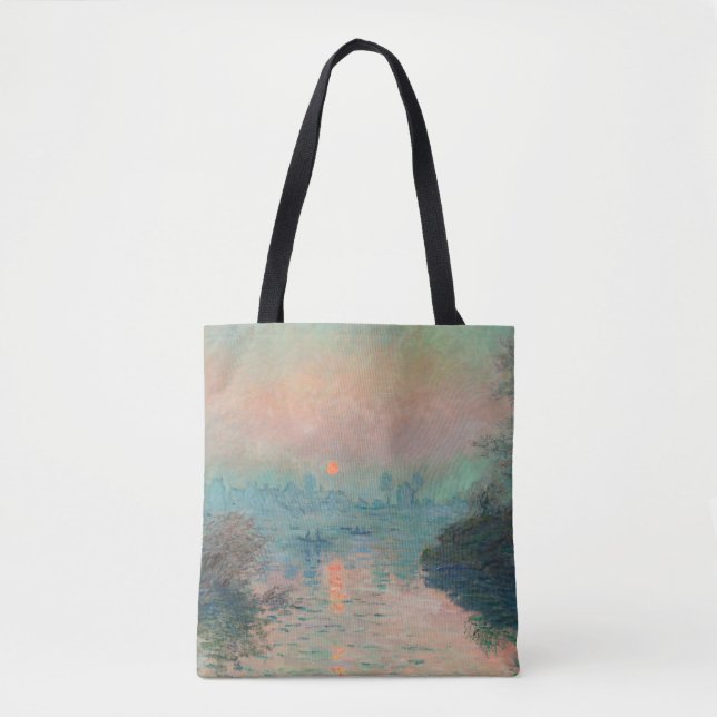 Monet Solnedgång Seine Finkonst Impressionism  Tygkasse (Framsida)