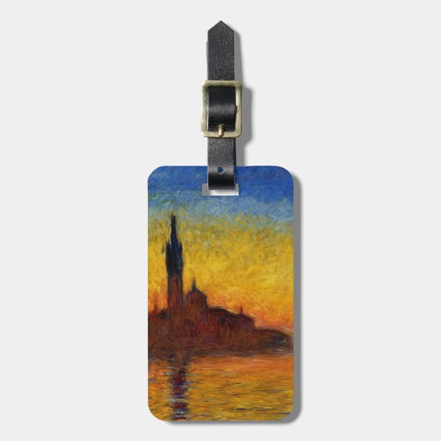 Monet Solnedgång Venedig Färgrik Impressionism Kon Bagagebricka (Vertikal Framsida)
