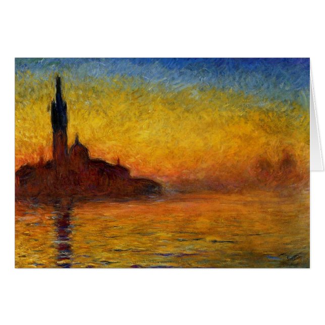 Monet Solnedgång Venedig Färgrik Impressionism Kon Hälsningskort (Framsidan Horizontal)