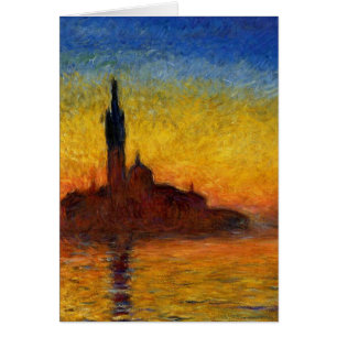 Monet Solnedgång Venedig Färgrik Impressionism Kon Hälsningskort