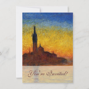 Monet Solnedgång Venedig Färgrik Impressionism Kon Inbjudningar