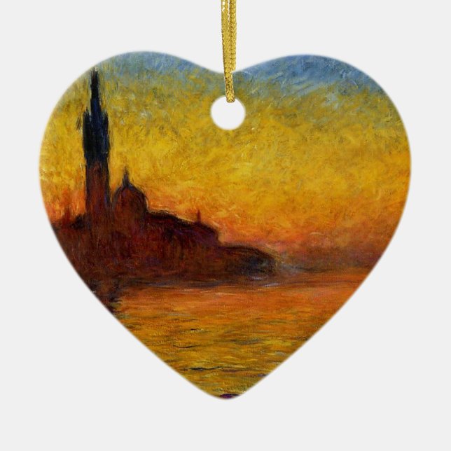 Monet Solnedgång Venedig Färgrik Impressionism Kon Julgransprydnad Keramik (Framsidan)