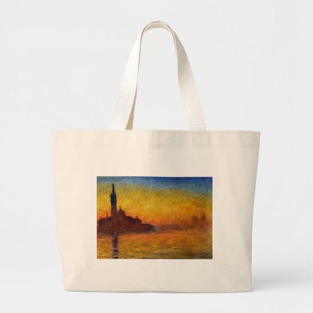 Monet Solnedgång Venedig Färgrik Impressionism Kon Jumbo Tygkasse (Framsidan)