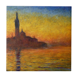 Monet Solnedgång Venedig Färgrik Impressionism Kon Kakelplatta