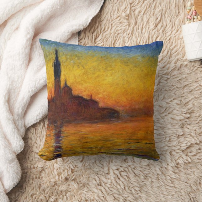 Monet Solnedgång Venedig Färgrik Impressionism Kon Kudde (Filt)