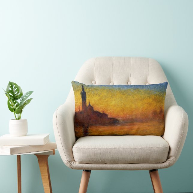 Monet Solnedgång Venedig Färgrik Impressionism Kon Lumbarkudde (Stol)