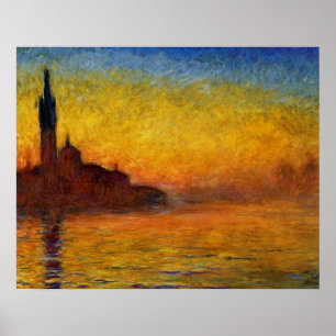 Monet Solnedgång Venedig Färgrik Impressionism Kon Poster