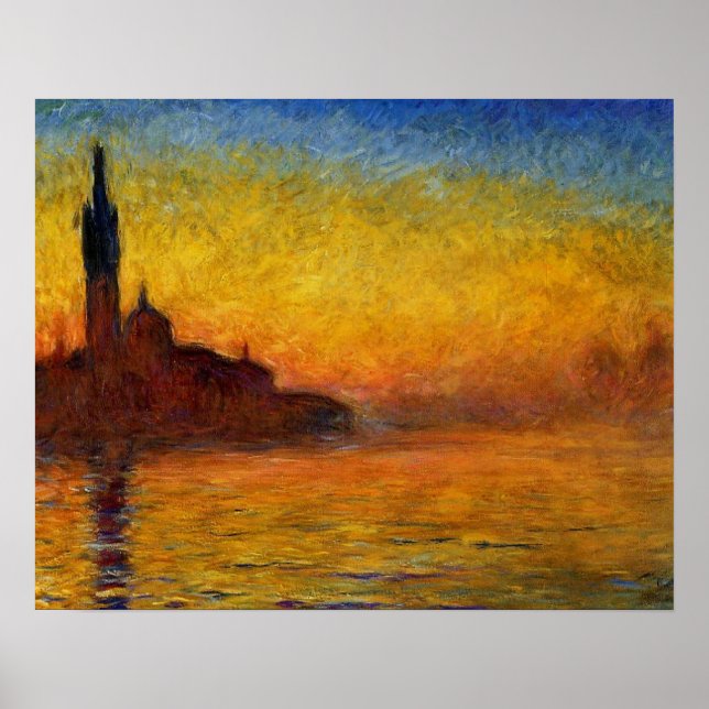 Monet Solnedgång Venedig Färgrik Impressionism Kon Poster (Framsidan)
