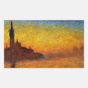 Monet Solnedgång Venedig Färgrik Impressionism Kon Rektangulärt Klistermärke