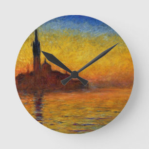 Monet Solnedgång Venedig Färgrik Impressionism Kon Rund Klocka