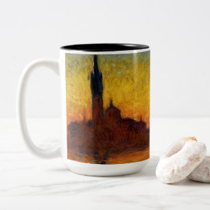 Monet Solnedgång Venedig Färgrik Impressionism Kon Två-Tonad Mugg
