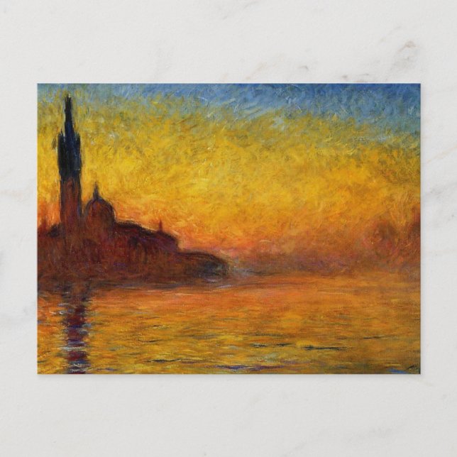 Monet Solnedgång Venedig Färgrik Impressionism Kon Vykort (Framsida)