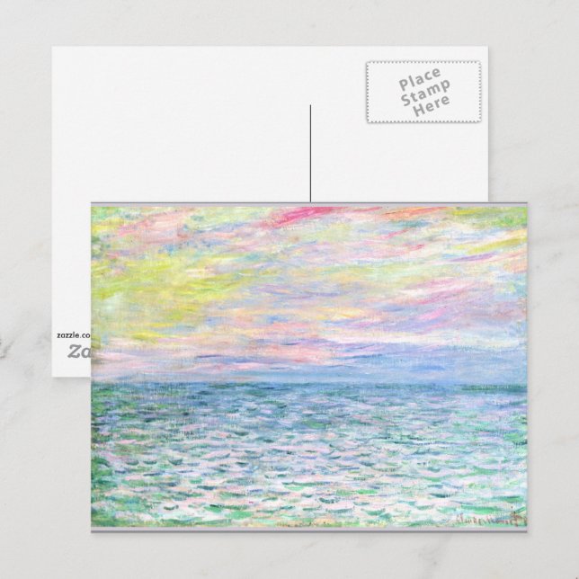 Monet - Solnedgång vid Pourville,  Vykort (Fram/baksida)