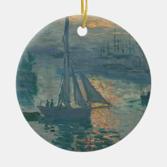 Monet Soluppgång Marin Impressionism Måleri Julgransprydnad Keramik (Framsidan)