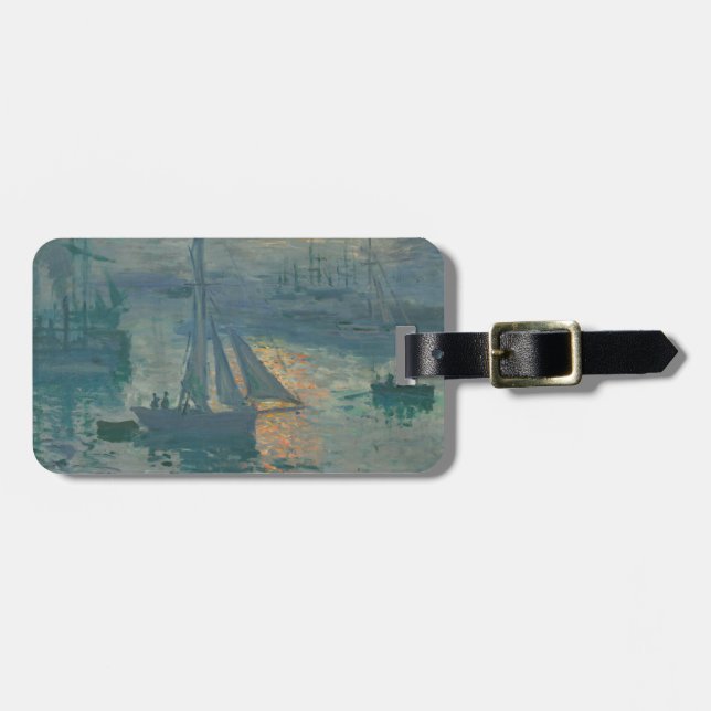 Monet Soluppgång Marin Impressionism Målning Bagagebricka (Horisontell Framsida)