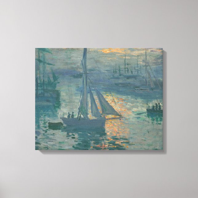 Monet Soluppgång Marin Impressionism Målning Canvastryck (Framsida)