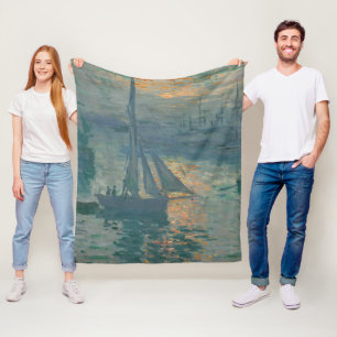 Monet Soluppgång Marin Impressionism Målning Fleecefilt
