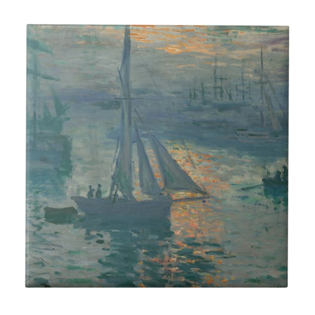 Monet Soluppgång Marin Impressionism Målning Kakelplatta (Framsidan)