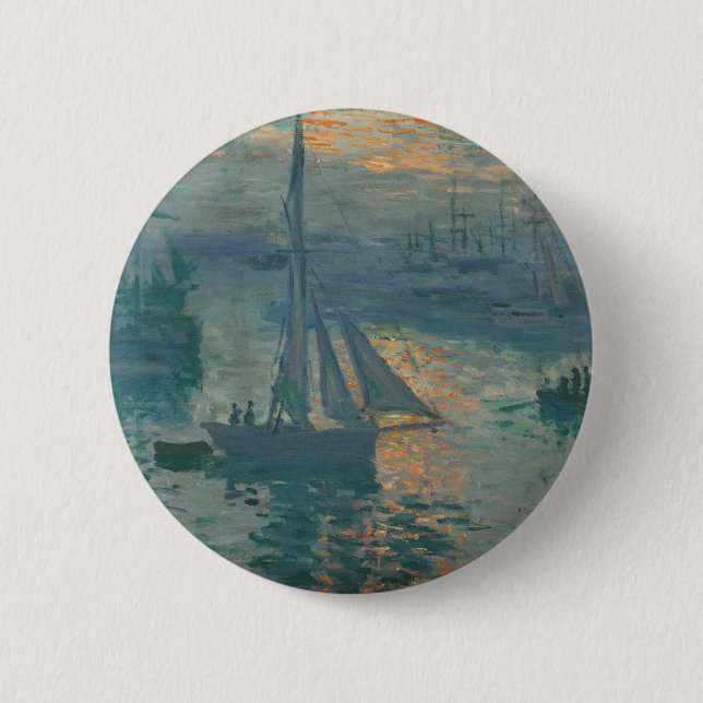 Monet Soluppgång Marin Impressionism Målning Knapp (Framsida)