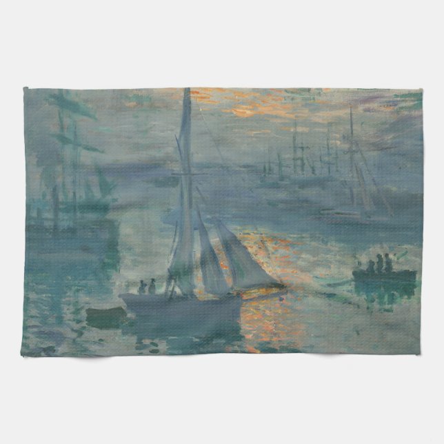 Monet Soluppgång Marin Impressionism Målning Kökshandduk (Horisontell)