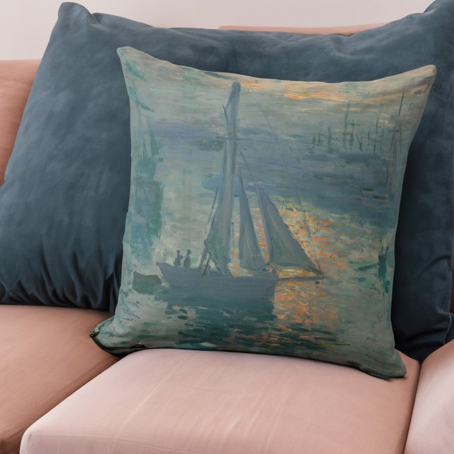 Monet Soluppgång Marin Impressionism Målning Kudde (Skapare uppladdad)