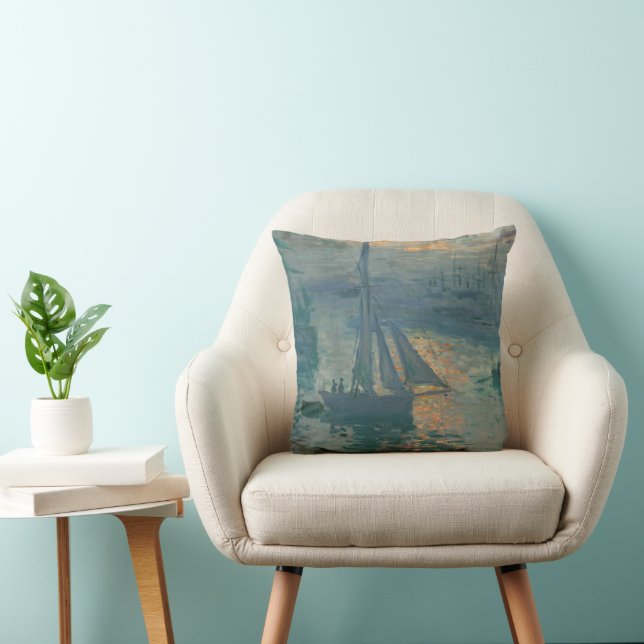 Monet Soluppgång Marin Impressionism Målning Kudde (Stol)