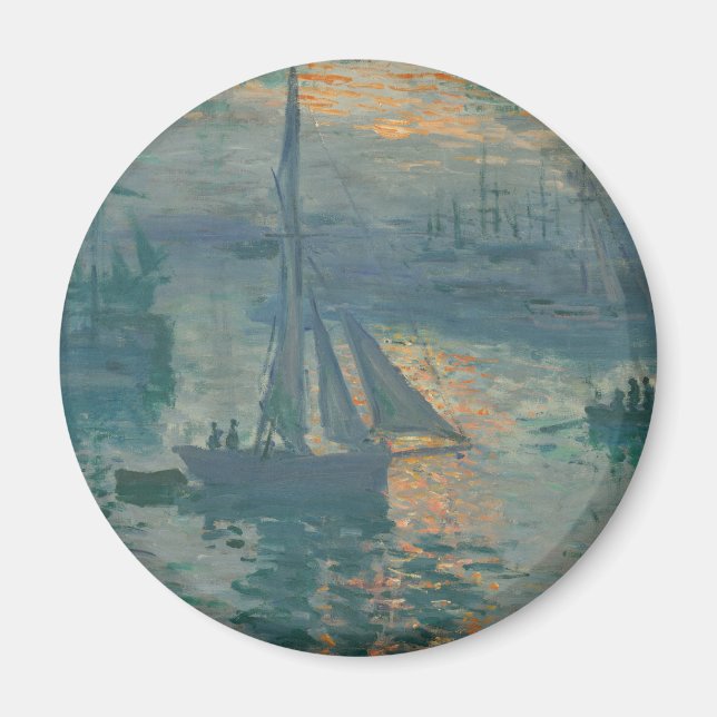 Monet Soluppgång Marin Impressionism Målning Magnet (Framsidan)