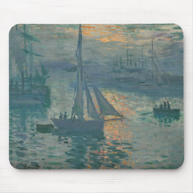 Monet Soluppgång Marin Impressionism Målning Musmatta (Framsidan)