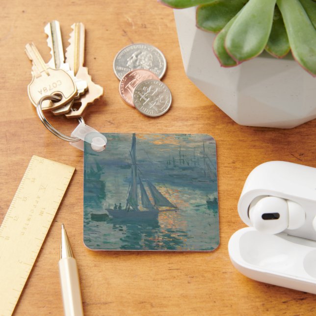 Monet Soluppgång Marin Impressionism Målning Nyckelring (Skrivbord)