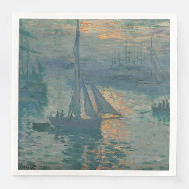 Monet Soluppgång Marin Impressionism Målning Pappersservett (Framsida)