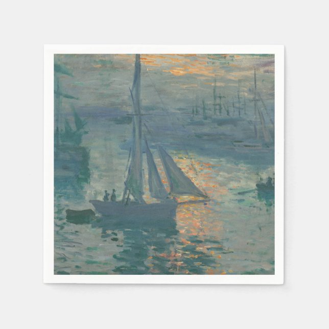 Monet Soluppgång Marin Impressionism Målning Pappersservett (Framsidan)
