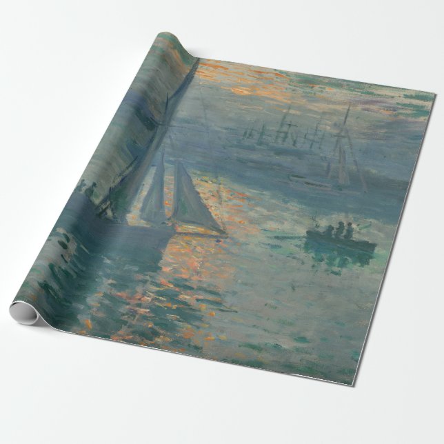 Monet Soluppgång Marin Impressionism Målning Presentpapper (Utrullad)