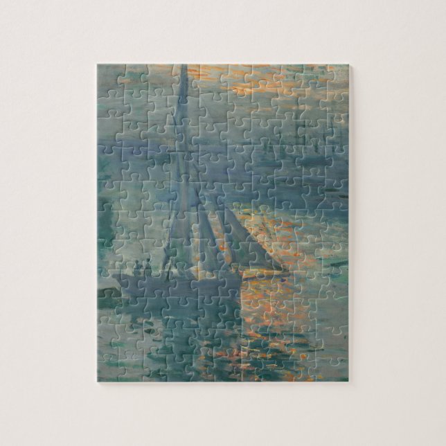 Monet Soluppgång Marin Impressionism Målning Pussel (Vertikal)