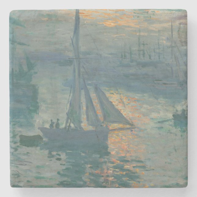 Monet Soluppgång Marin Impressionism Målning Stenunderlägg (Framsidan)