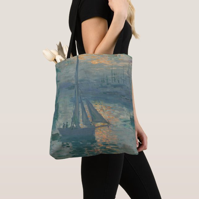Monet Soluppgång Marin Impressionism Målning Tygkasse (Närbild)